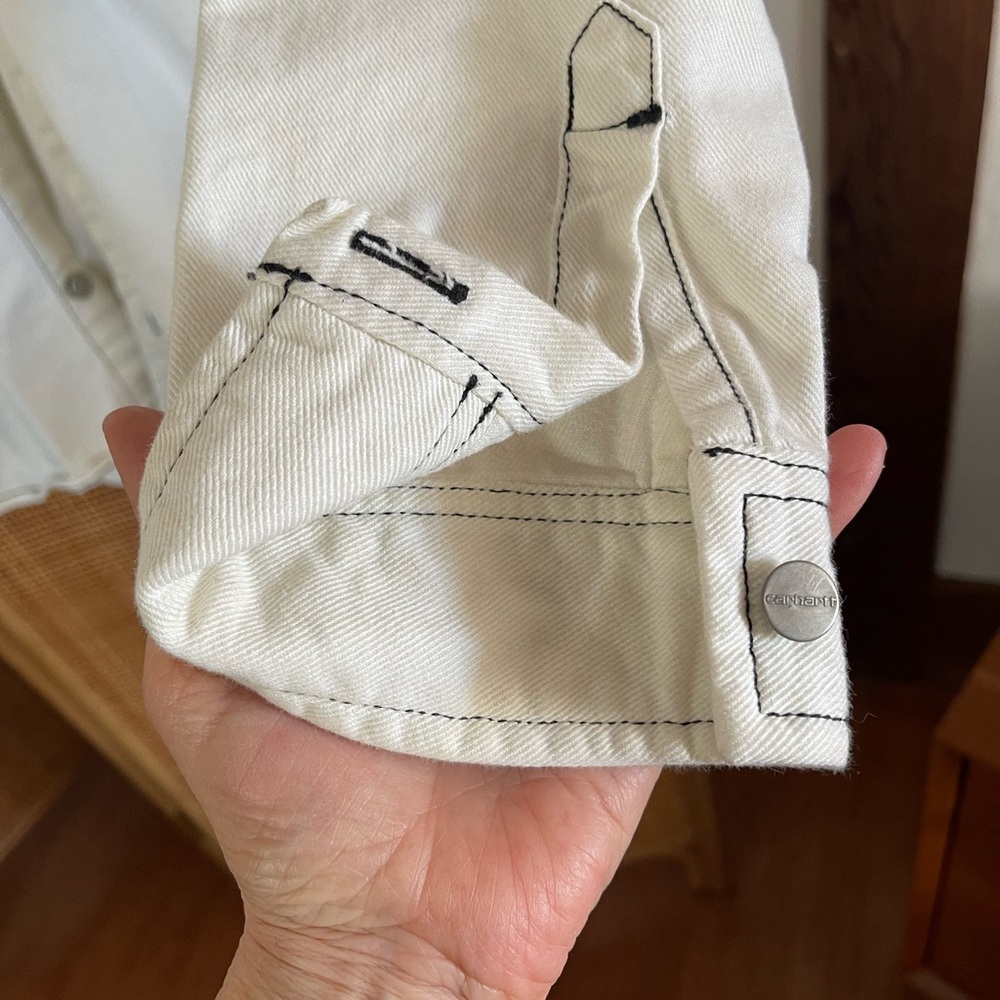 Carhartt Cream Button-Up Shirt with Black Stitching - Picture 6 of 7
